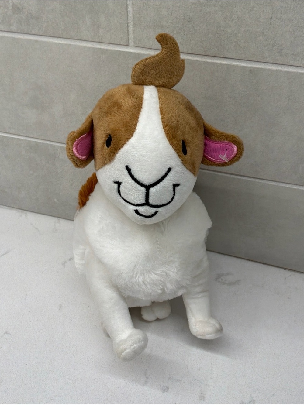 Three Silly Goats Stuff Plush Goat Stuffed Animal White Brown Farmhouse Decor 9”